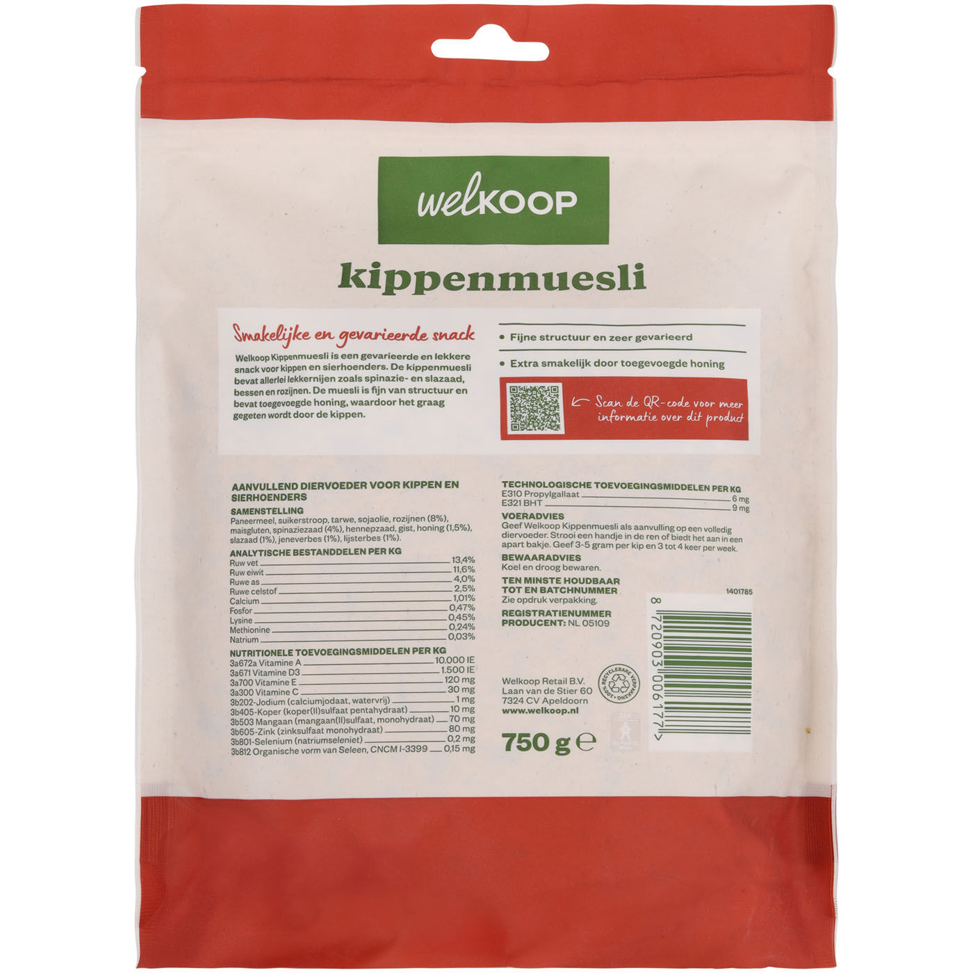 Welkoop Kippenmuesli - Kippensnack - 750 Gram