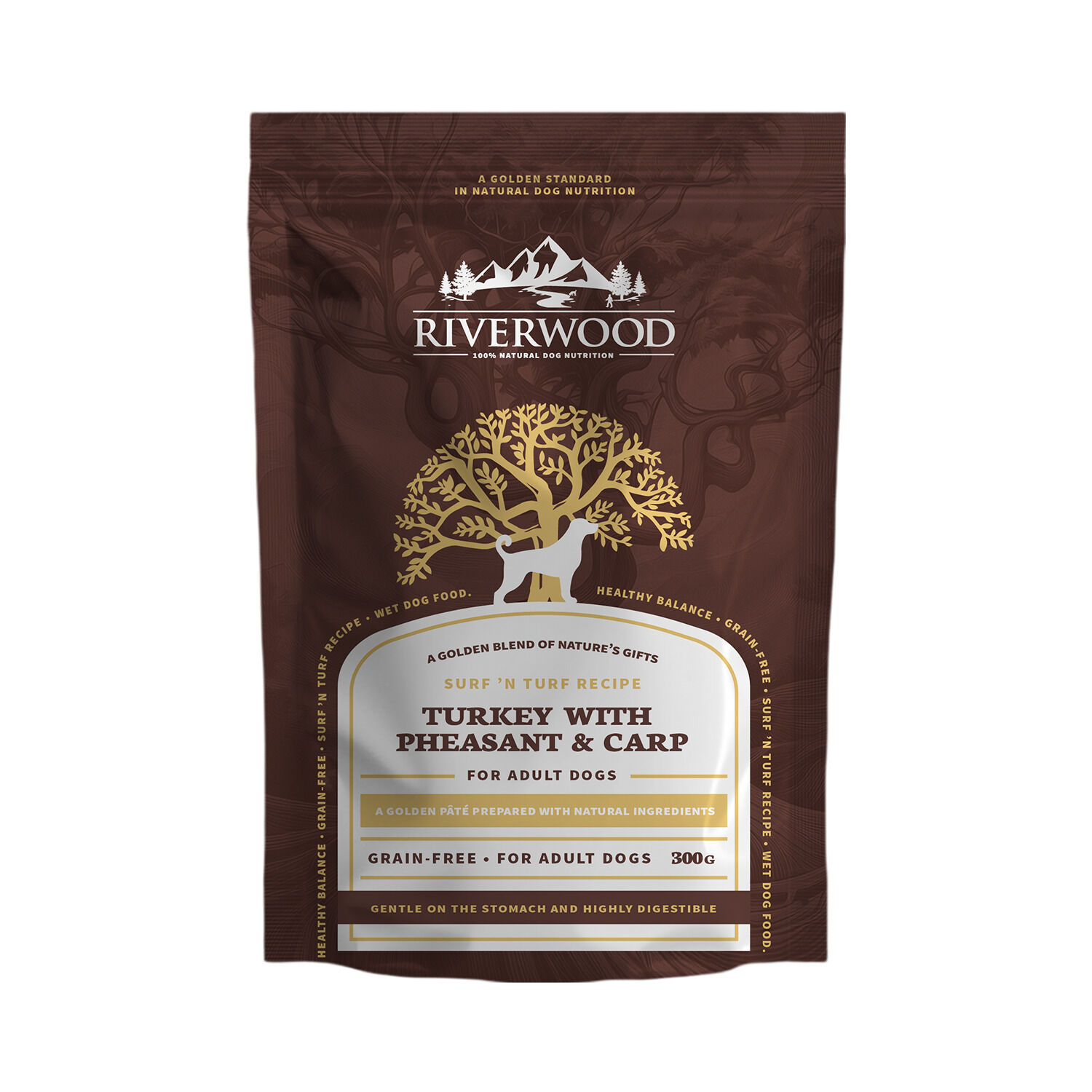 Riverwood Pounch Adult - Graanvrij - Hondenvoer - 300 Gram - Kalkoen | fazant