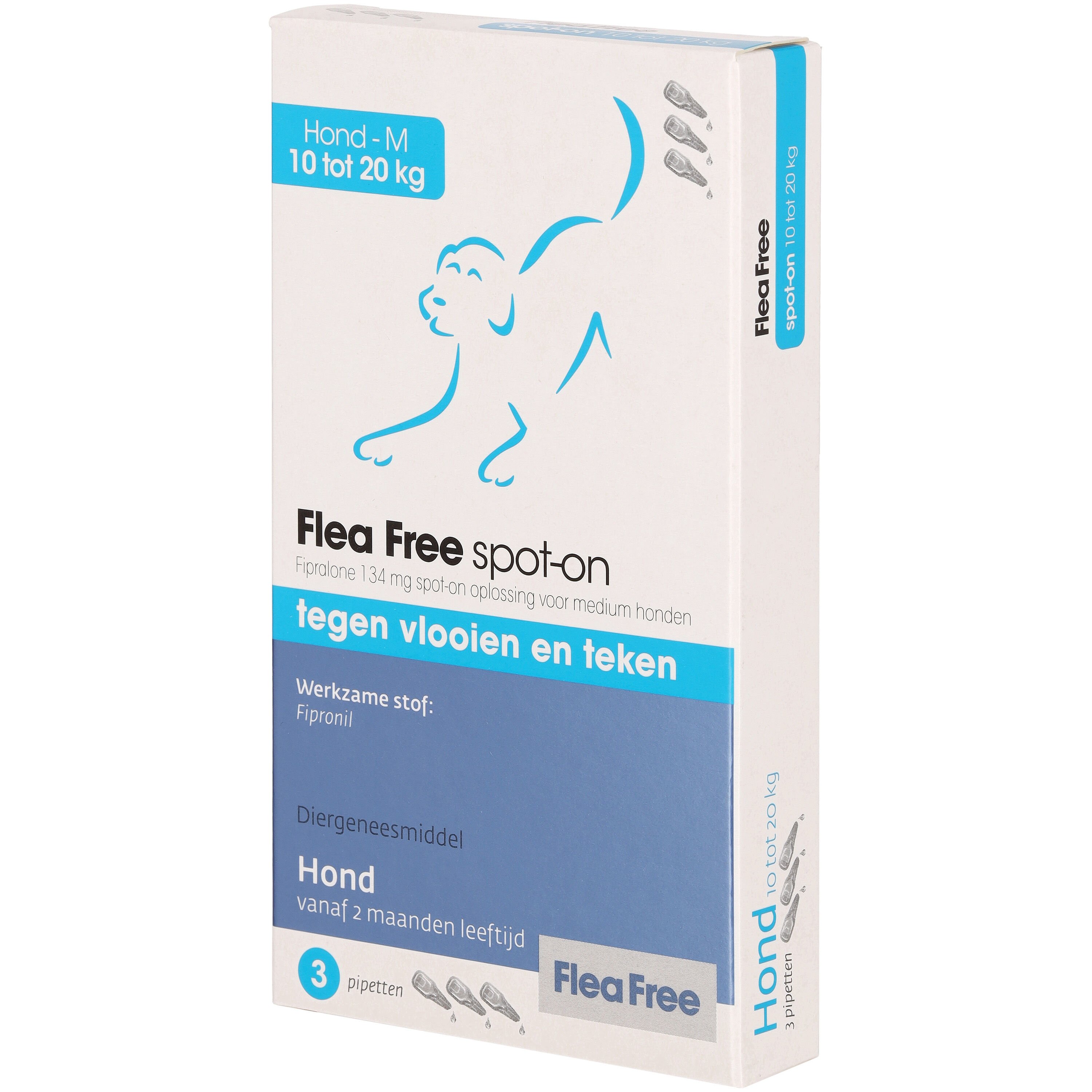 Flea Free Spot On - Pipetten - Anti Vlooien en teken Hond - M - 3 Stuks - M