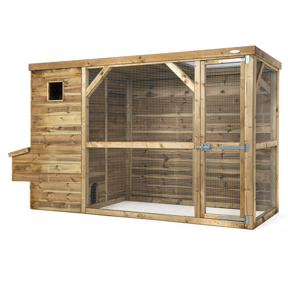 Voldux Toon - Kippenhok met ren - Naturel - Links Voldux Toon - Kippenhok met ren - Naturel - Links