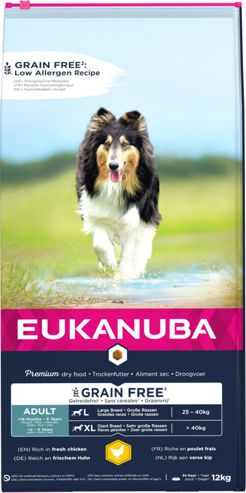 Eukanuba Graanvrij Adult Large  - Hondenvoer - 12 Kilogram - kip