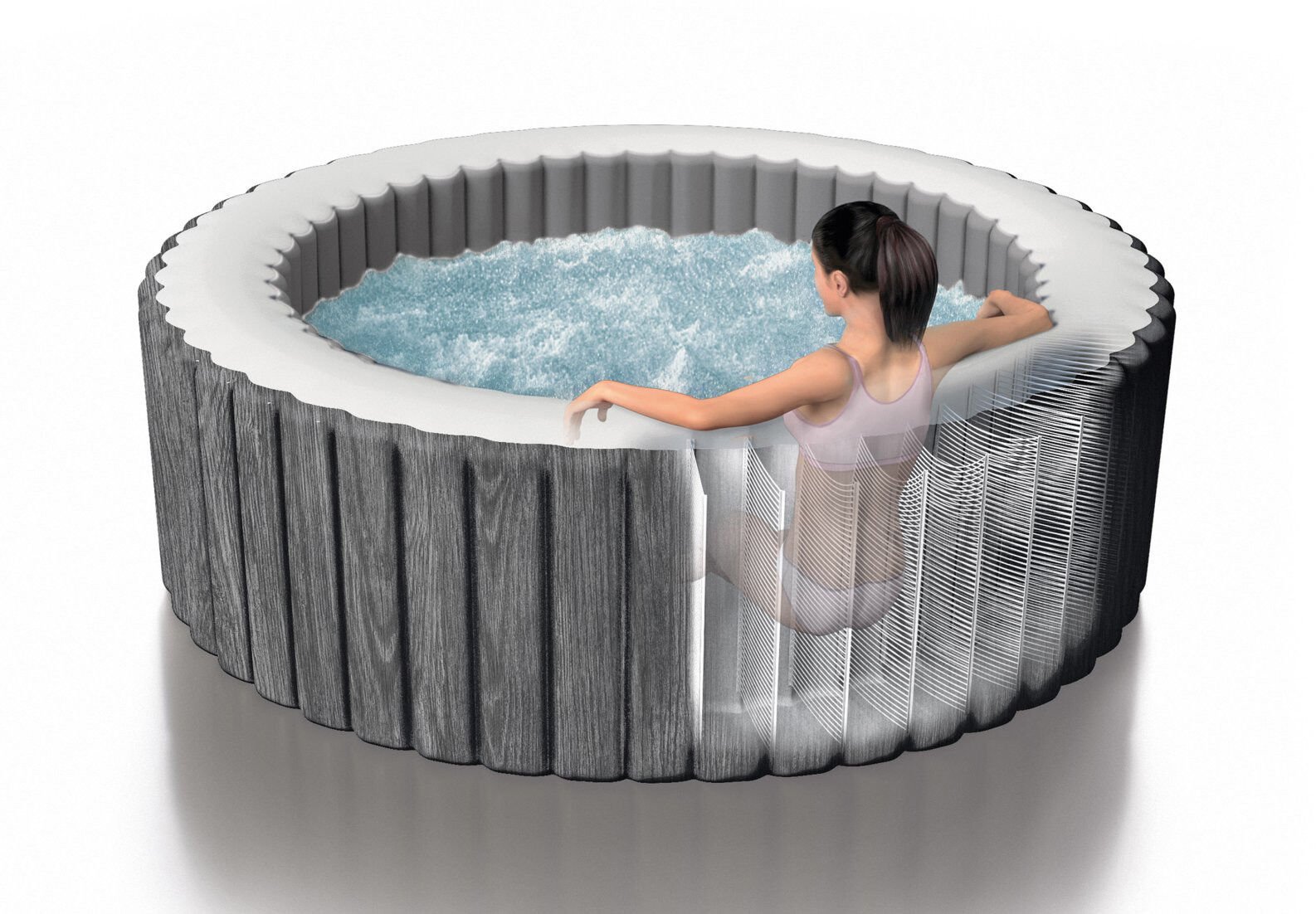 Intex PureSpa Greywood Deluxe - Jacuzzi - Grijs - 56x196196x71 cm - 196 cm