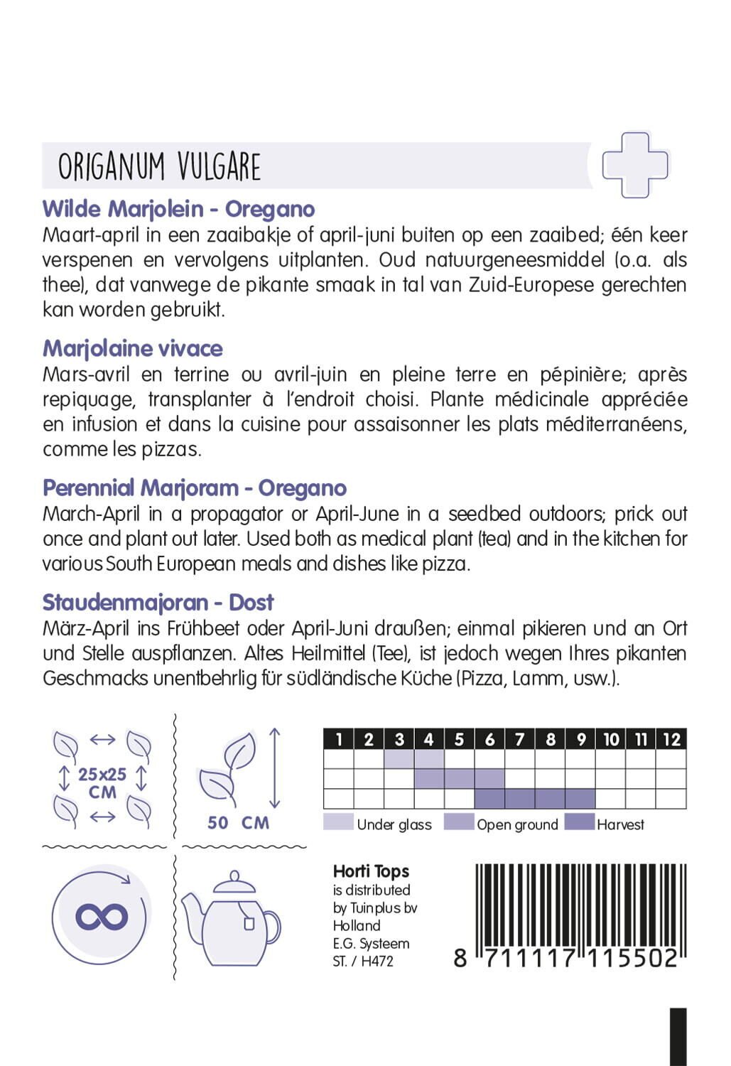 Hortitops Marjolein Origanum vulgare (Oregano)/Rosebloeiend/O.Vulgare - Kruidenzaden