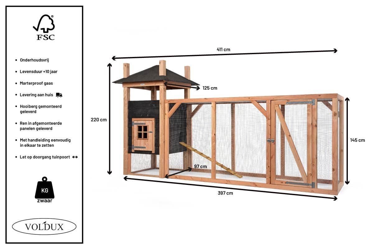 Voldux Hooiberg Teun - Kippenhok  - Zwart