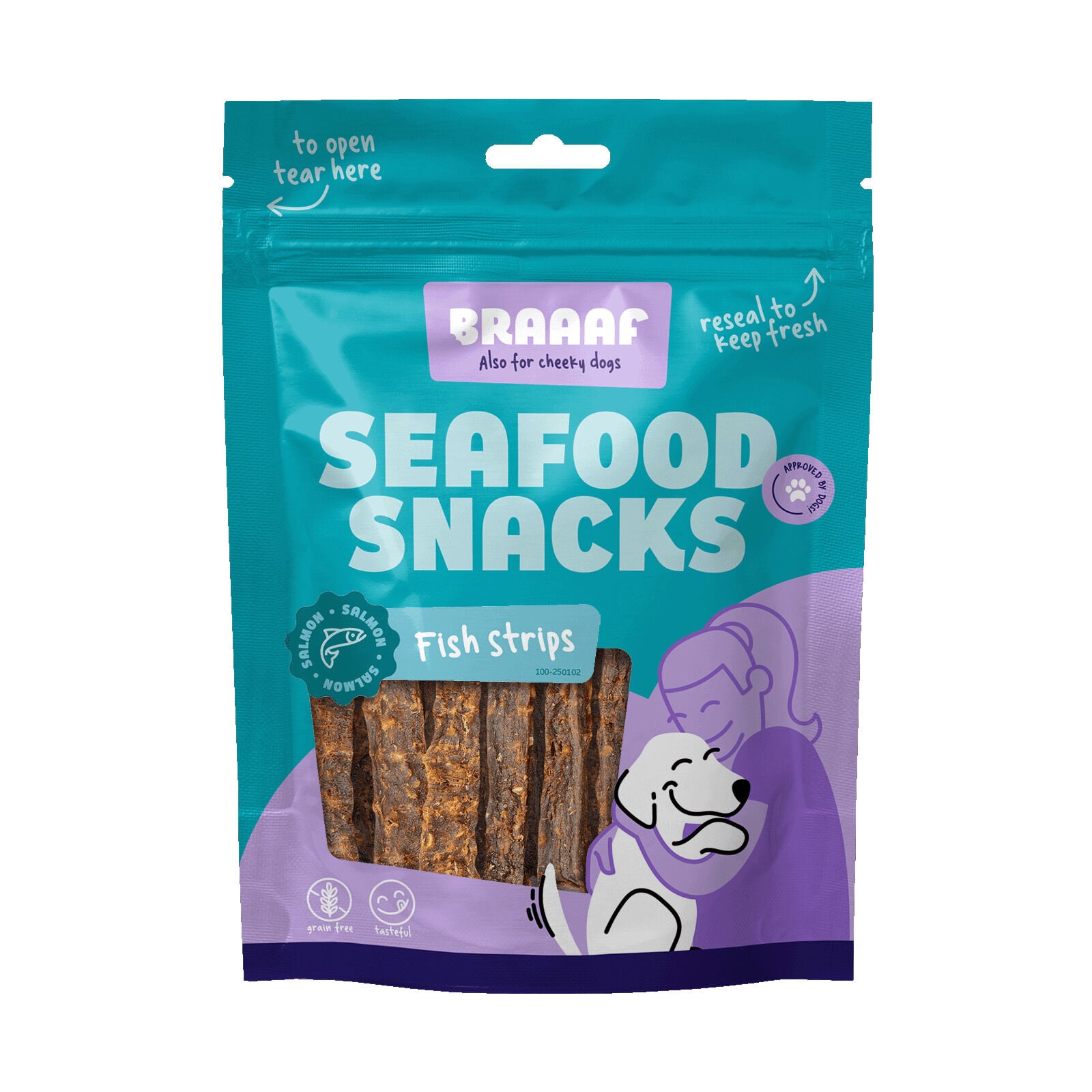 Braaaf Vissnack Visstrip - Hondensnack - 70 Gram - zalm