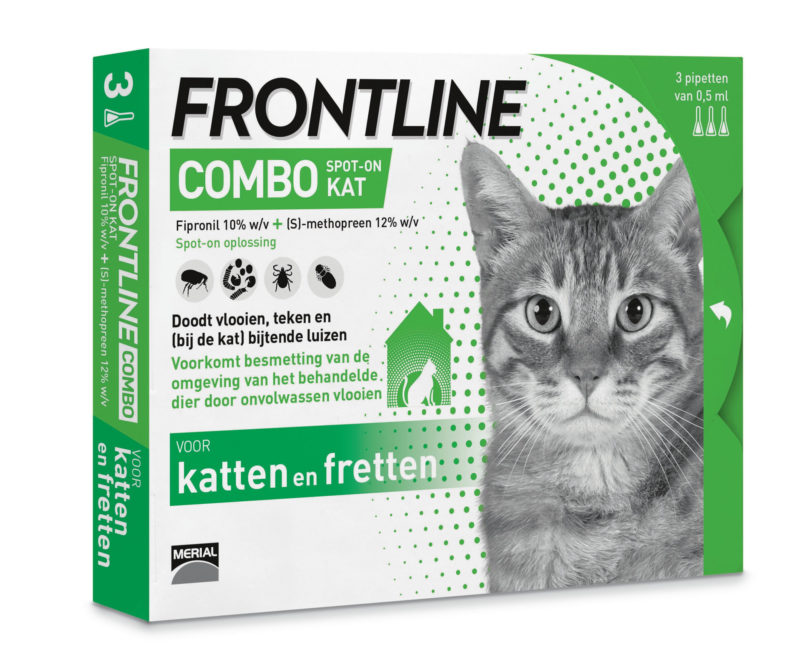 Frontline Combo Kat - Vlooien & Tekenmiddel - 3 pipetten - 3 Stuks Frontline Combo Kat - Vlooien & Tekenmiddel - 3 pipetten - 3 Stuks