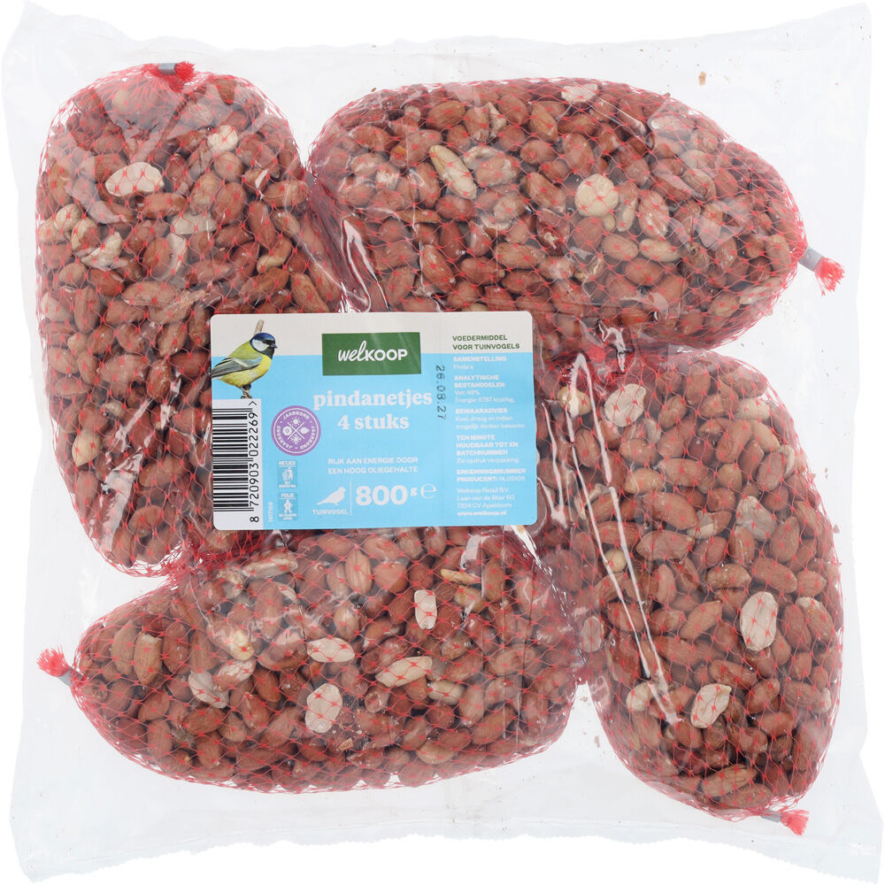 Welkoop Pindanetje - Tuinvogelvoer - 4x200 gram - 800 Gram - Pinda Welkoop Pindanetje - Tuinvogelvoer - 4x200 gram - 800 Gram - Pinda