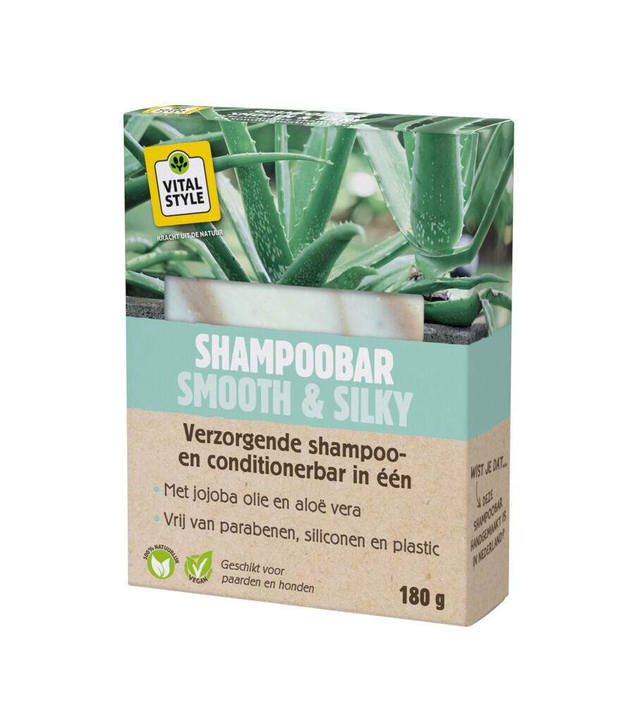VITALstyle Shampoobar Smooth & Silky - Paardenshampoo - 180 Gram - Zeegroen VITALstyle Shampoobar Smooth & Silky - Paardenshampoo - 180 Gram - Zeegroen