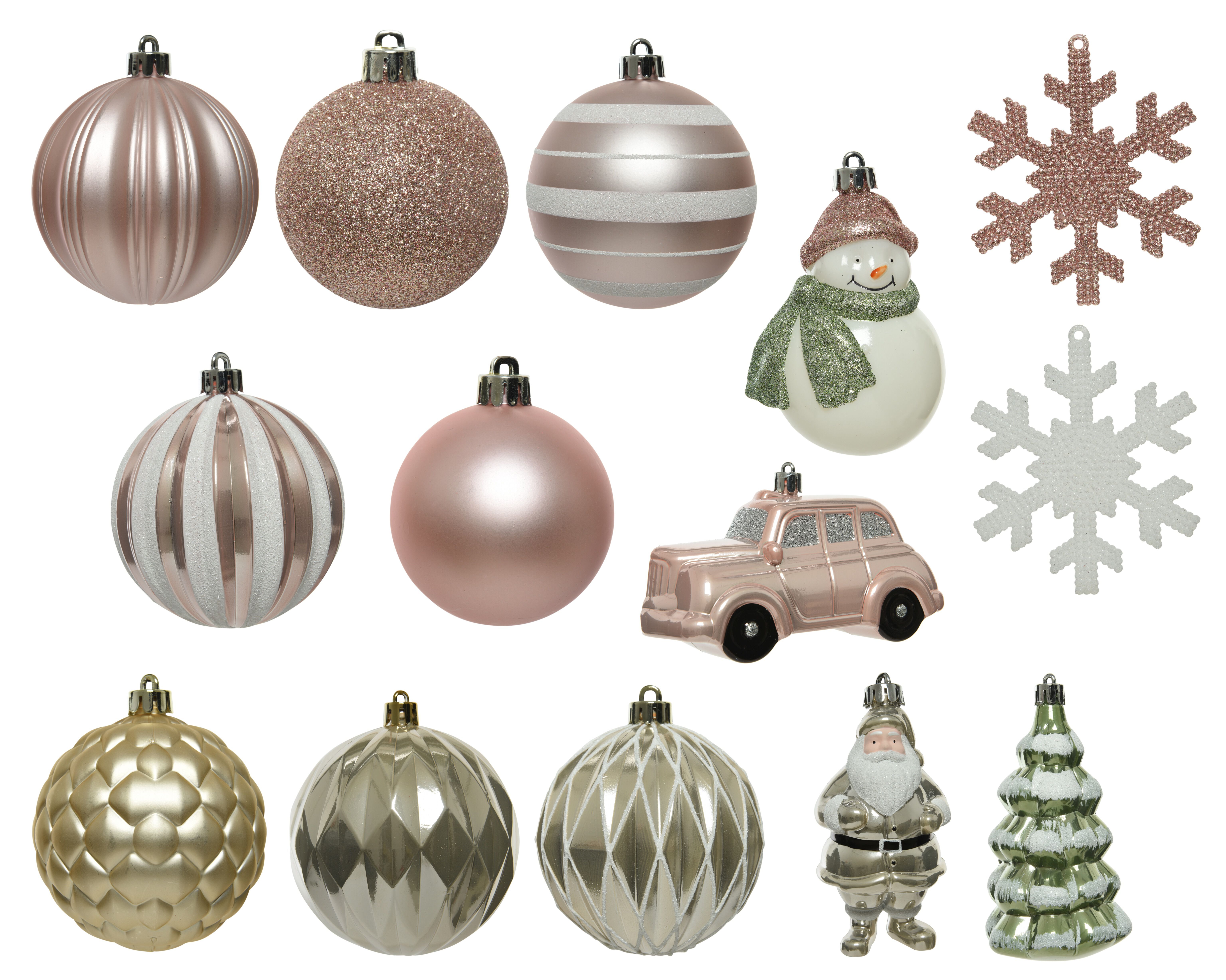 Decoris - Kerstballen mix - Wit Lichtroze