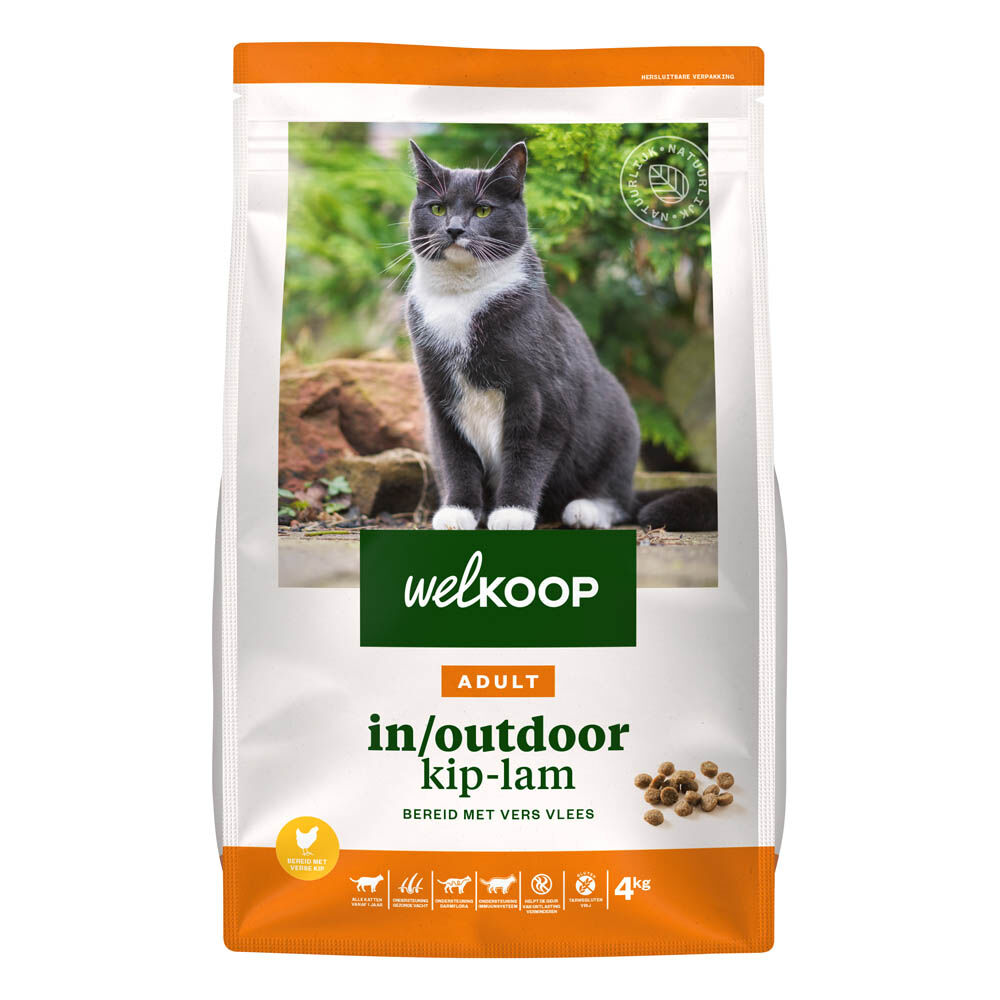 Welkoop Adult in/outdoor - Kattenvoer - 4 Kilogram - lam, kip Welkoop Adult in/outdoor - Kattenvoer - 4 Kilogram - lam, kip