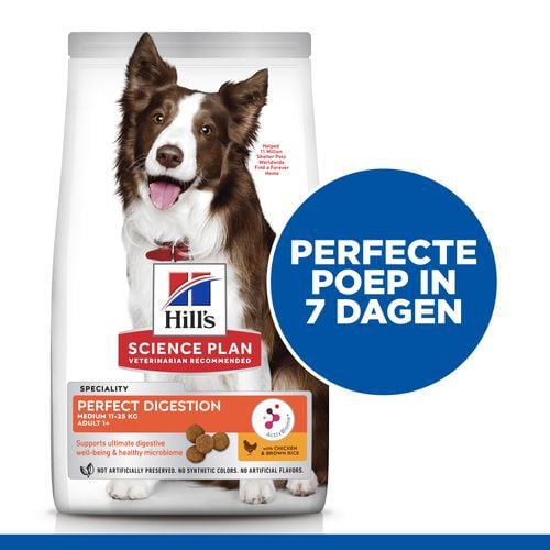 Hill's Science Plan Adult Medium Perfect Digestion - Hondenvoer - 12 Kilogram - kip, rijst