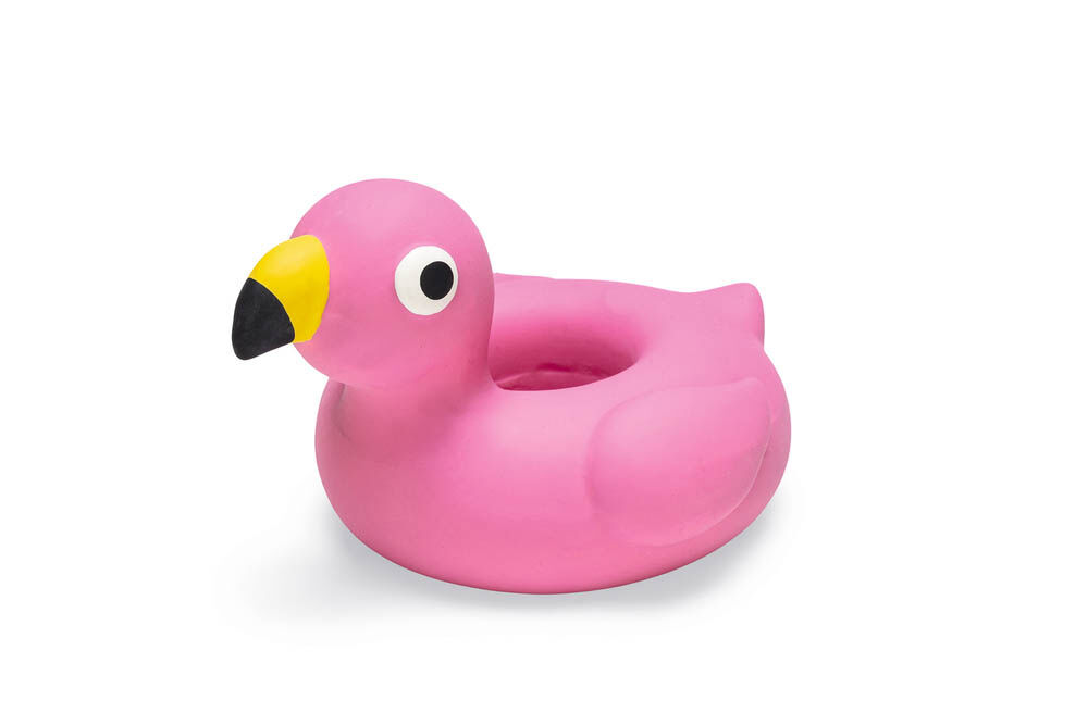 Beeztees flamingo/bad eend - Hondenspeelgoed - Geel - 10x14x12 cm