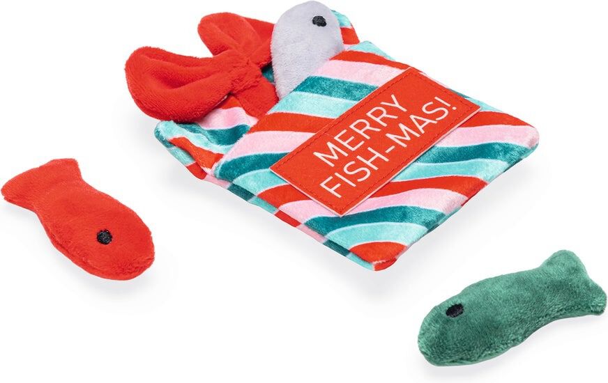 Beeztees Cadeau met visjes - Kerst kattenspeeltje Beeztees Cadeau met visjes - Kerst kattenspeeltje