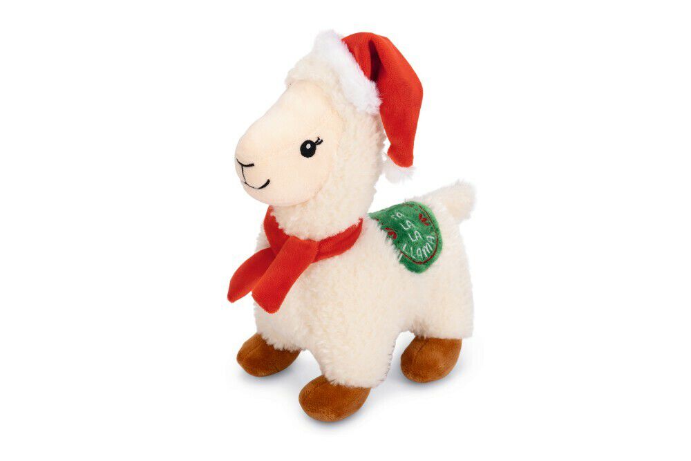 Beeztees Pluche Kerst  Lama Knuffel - Hondenspeelgoed - Wit - 29x20x20 cm