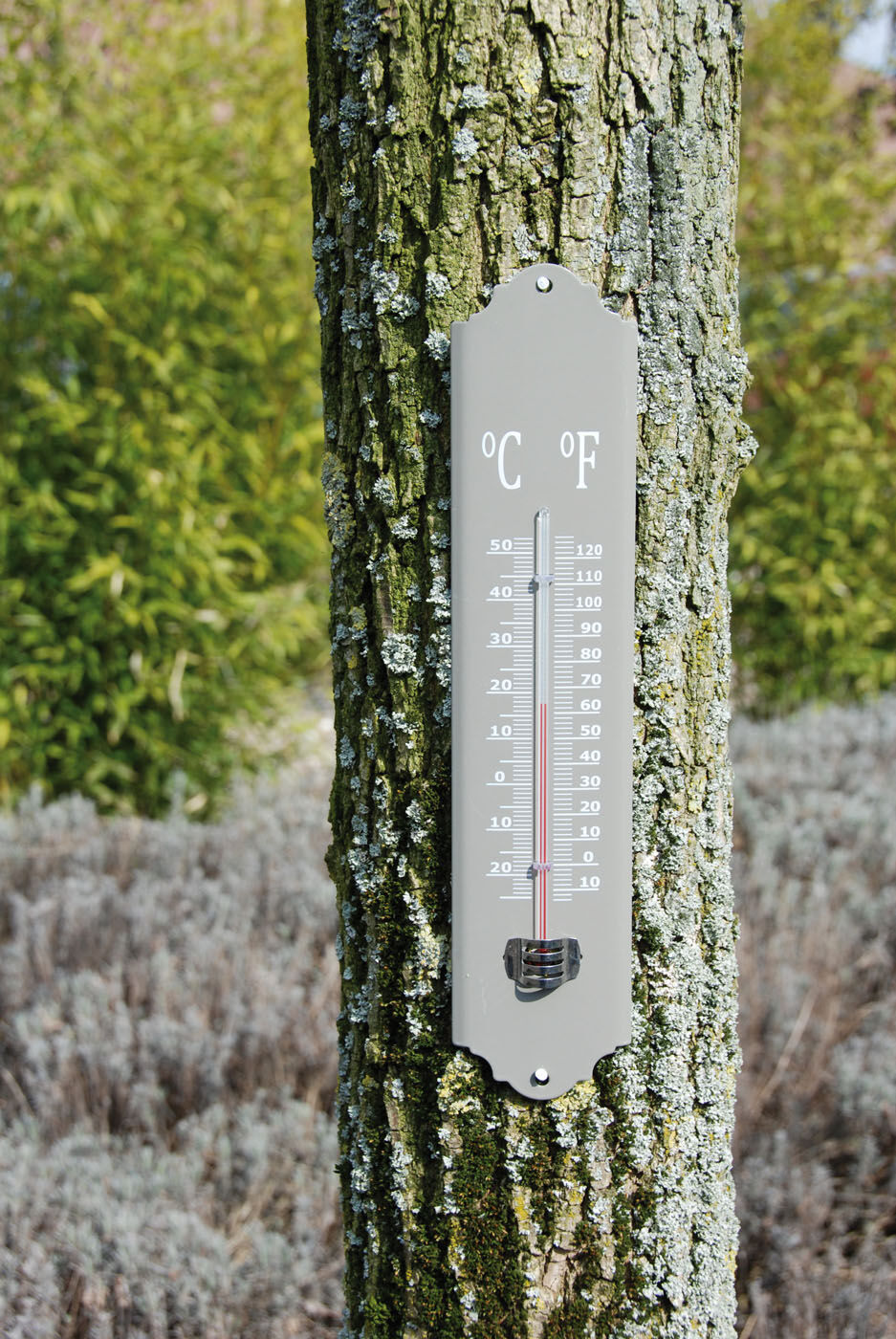 Thermometer metaal - groen/grijs/wit