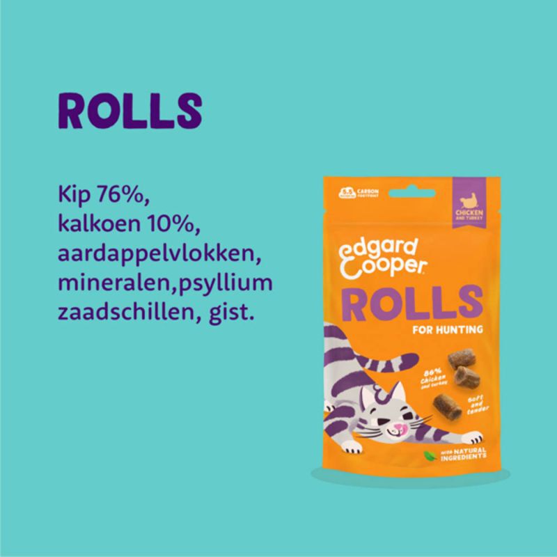 Edgard & Cooper Rolls - Kattensnack - 45 Gram - kalkoen