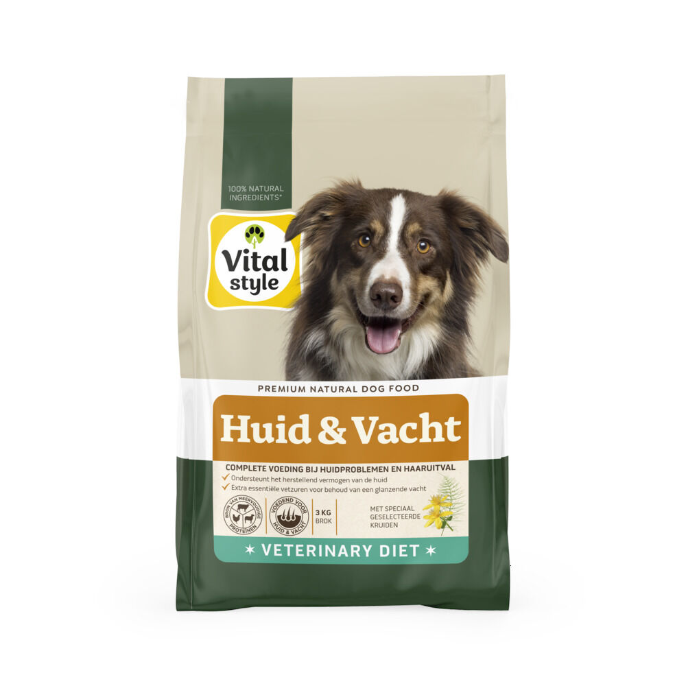 Vitalstyle Huid & Vacht - Hondenvoer - 3 Kilogram - rund, varken, lam Vitalstyle Huid & Vacht - Hondenvoer - 3 Kilogram - rund, varken, lam
