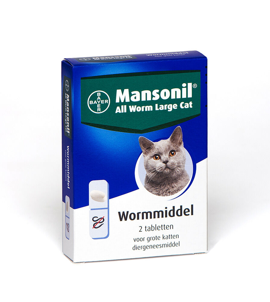 Mansonil All Worm Cat  - Tablet - Ontwormen Grote Kat - 2 Stuks - L