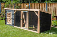 Voldux Milan XL  - Kippenhok met ren - Naturel/zwart