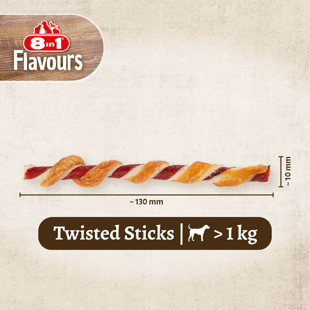 8in1 Tripple Flavour Twisted Sticks - Hondensnack - 10 Stuks
