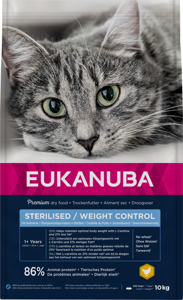 Eukanuba Sterilised Weight Control - Kattenvoer - 10 Kilogram - kip Eukanuba Sterilised Weight Control - Kattenvoer - 10 Kilogram - kip