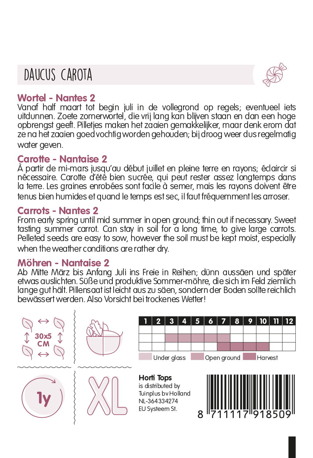 Hortitops Wortelen Daucus carota Verb. van Nantes - Groentezaden