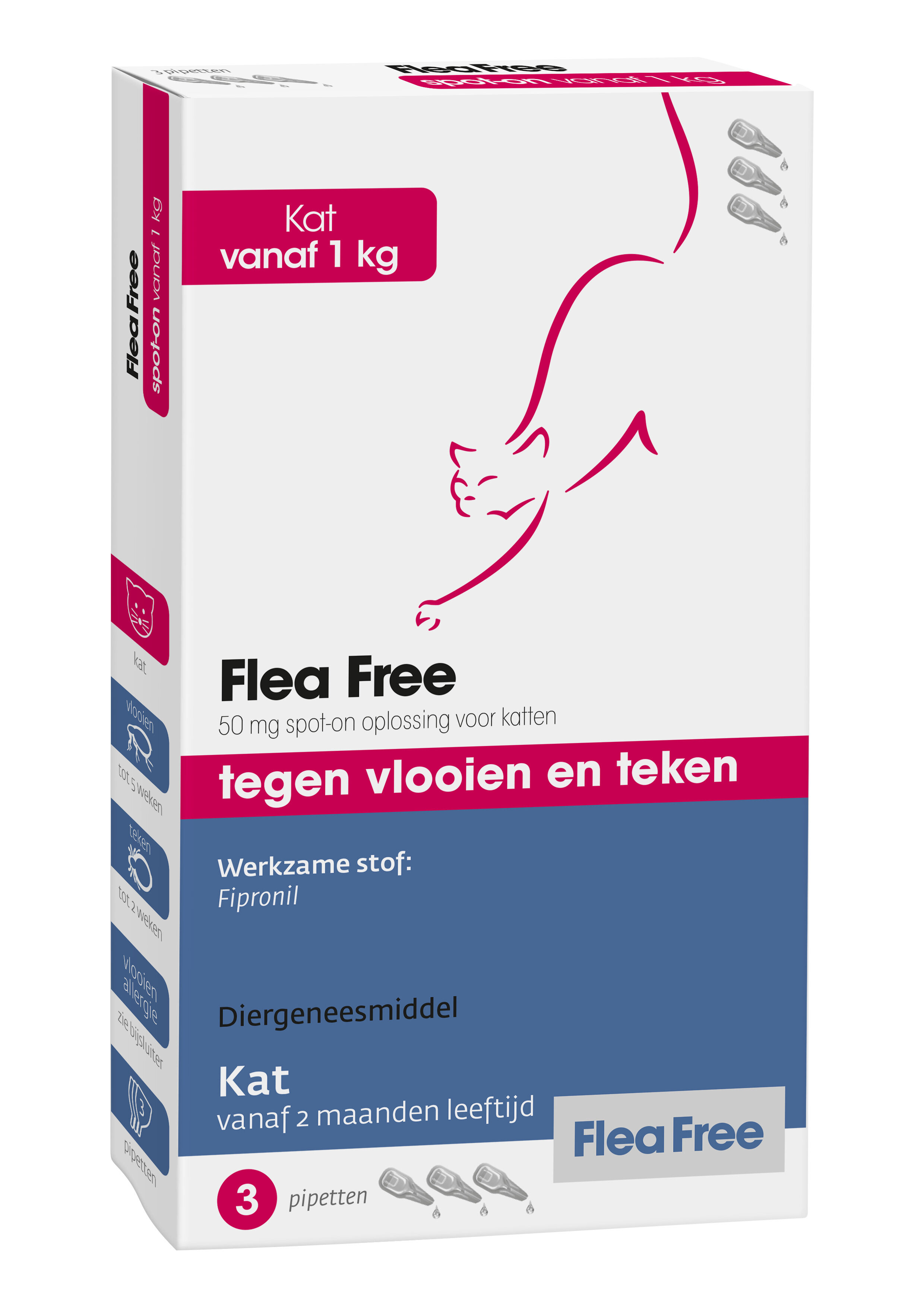 Flea Free Spot-on Kat - Vlooien- en tekenmiddel - 3 Stuks Flea Free Spot-on Kat - Vlooien- en tekenmiddel - 3 Stuks