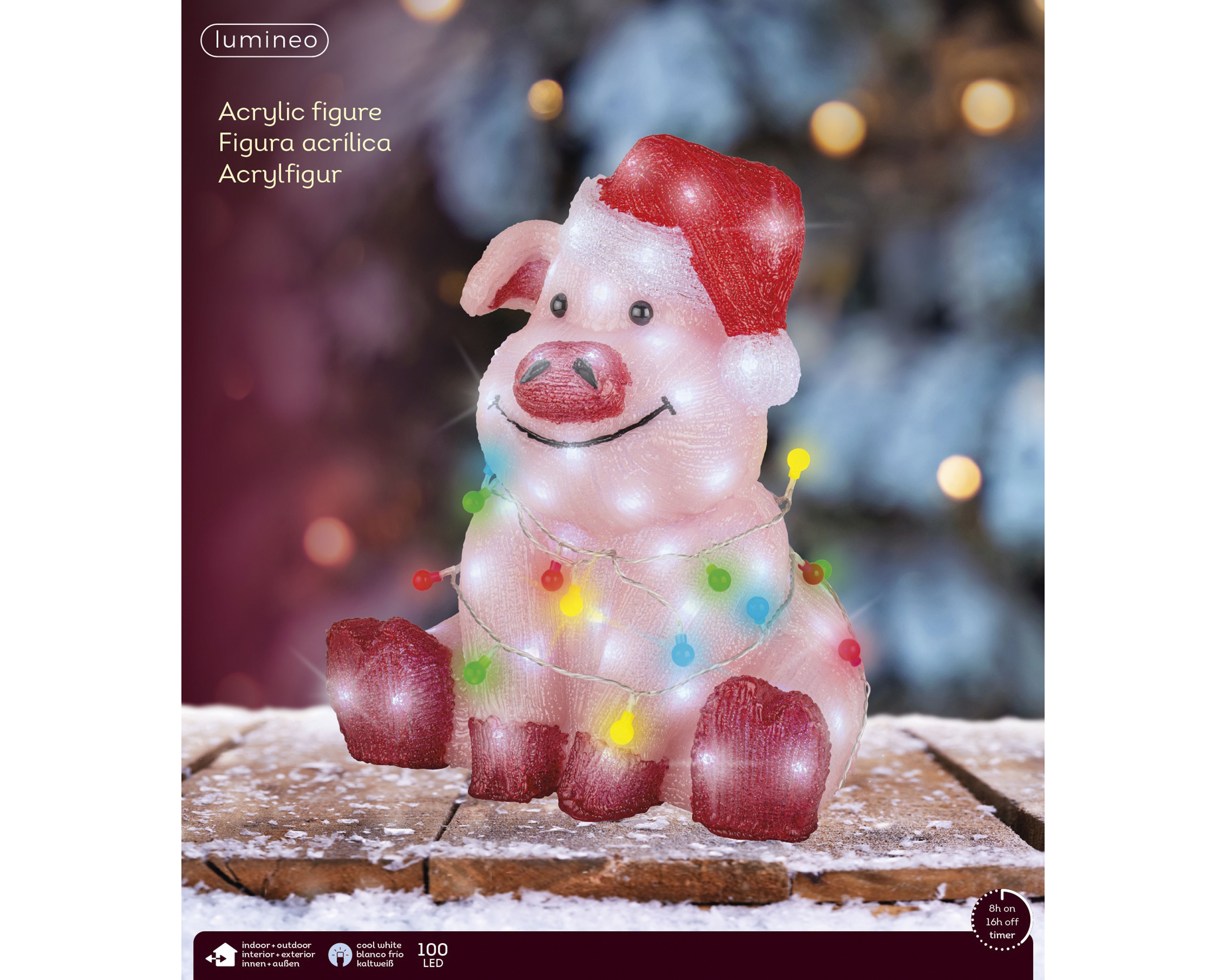 Lumineo Varkentje - LED figuur - Wit - 44.5x38.5x34.5 cm