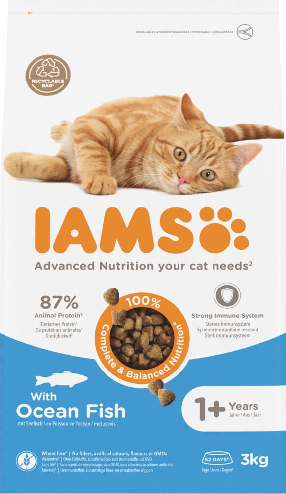 Iams Adult - Kattenvoer - 3 Kilogram - vis, kip Iams Adult - Kattenvoer - 3 Kilogram - vis, kip