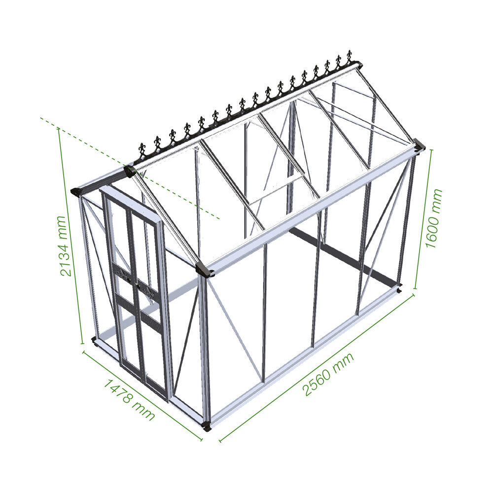 Eden Birdlip 48 - Tuinkas - zwart - 213x147.8x256 cm - Veiligheidsglas