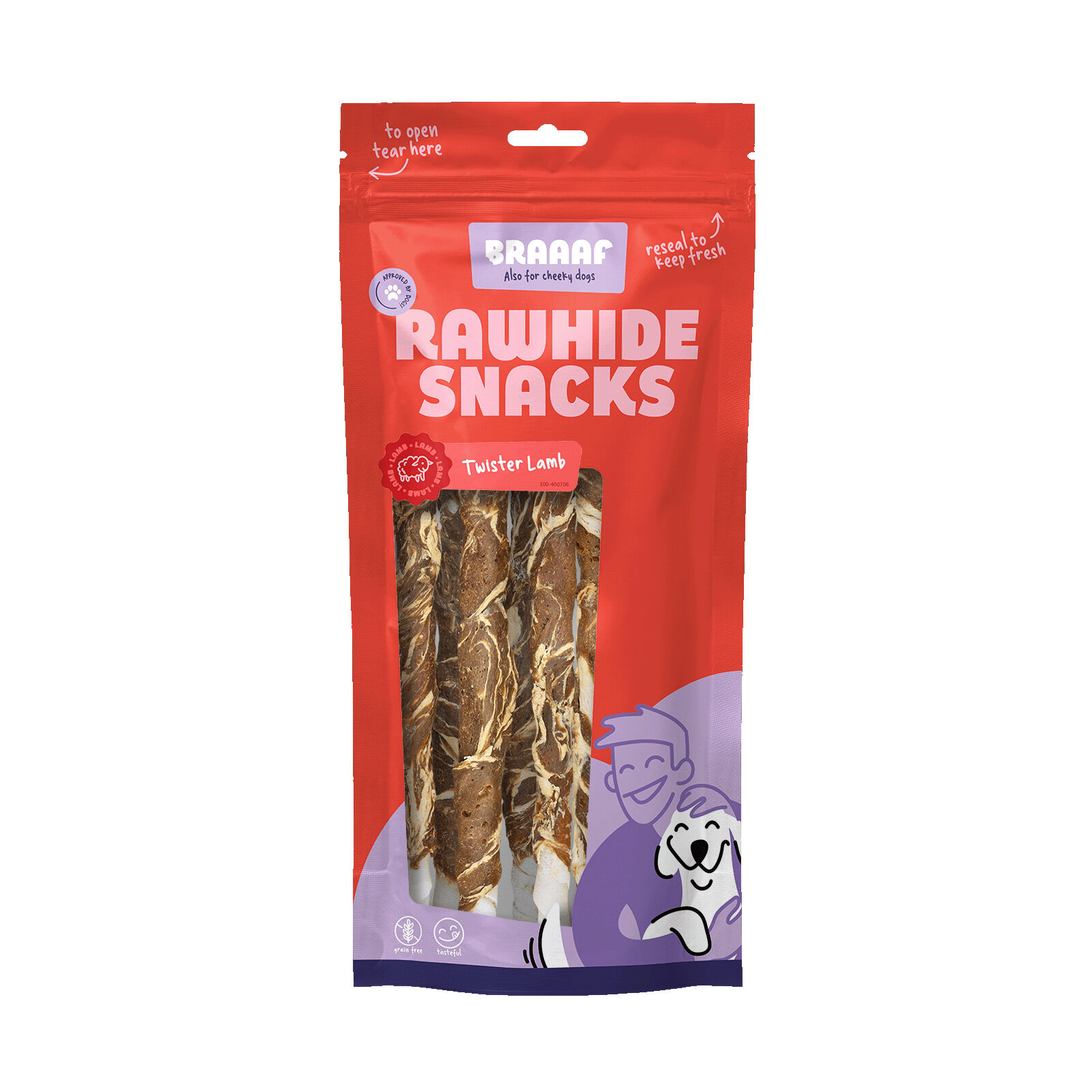 Braaaf Twister - Hondensnack - 6 Stuks - vis, lam Braaaf Twister - Hondensnack - 6 Stuks - vis, lam