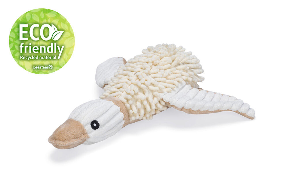Beeztees Eco Eend Jago - Knuffel - Hondenspeelgoed - Beige - 42x16x11 cm