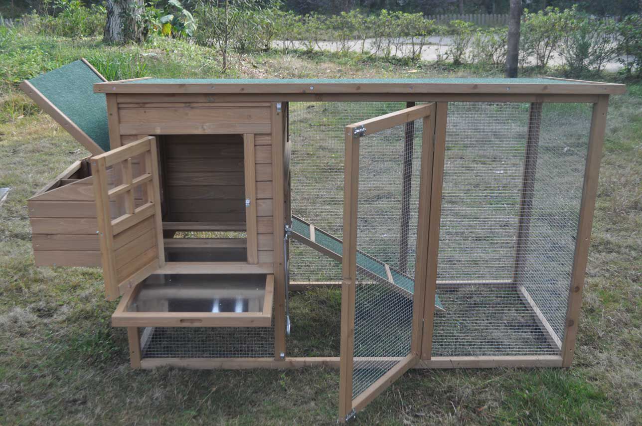 Rechthoek - Kippenhok met ren - Bruin - Links - M