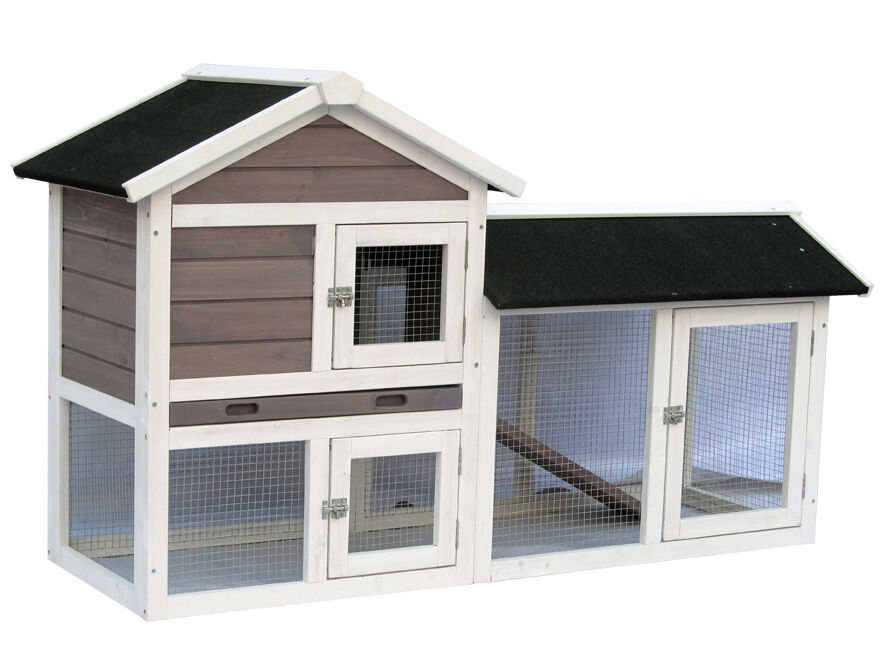 Rabbit Avoriaz - Konijnenhok - 147x53x85 cm - Grijs/ white wash - Medium