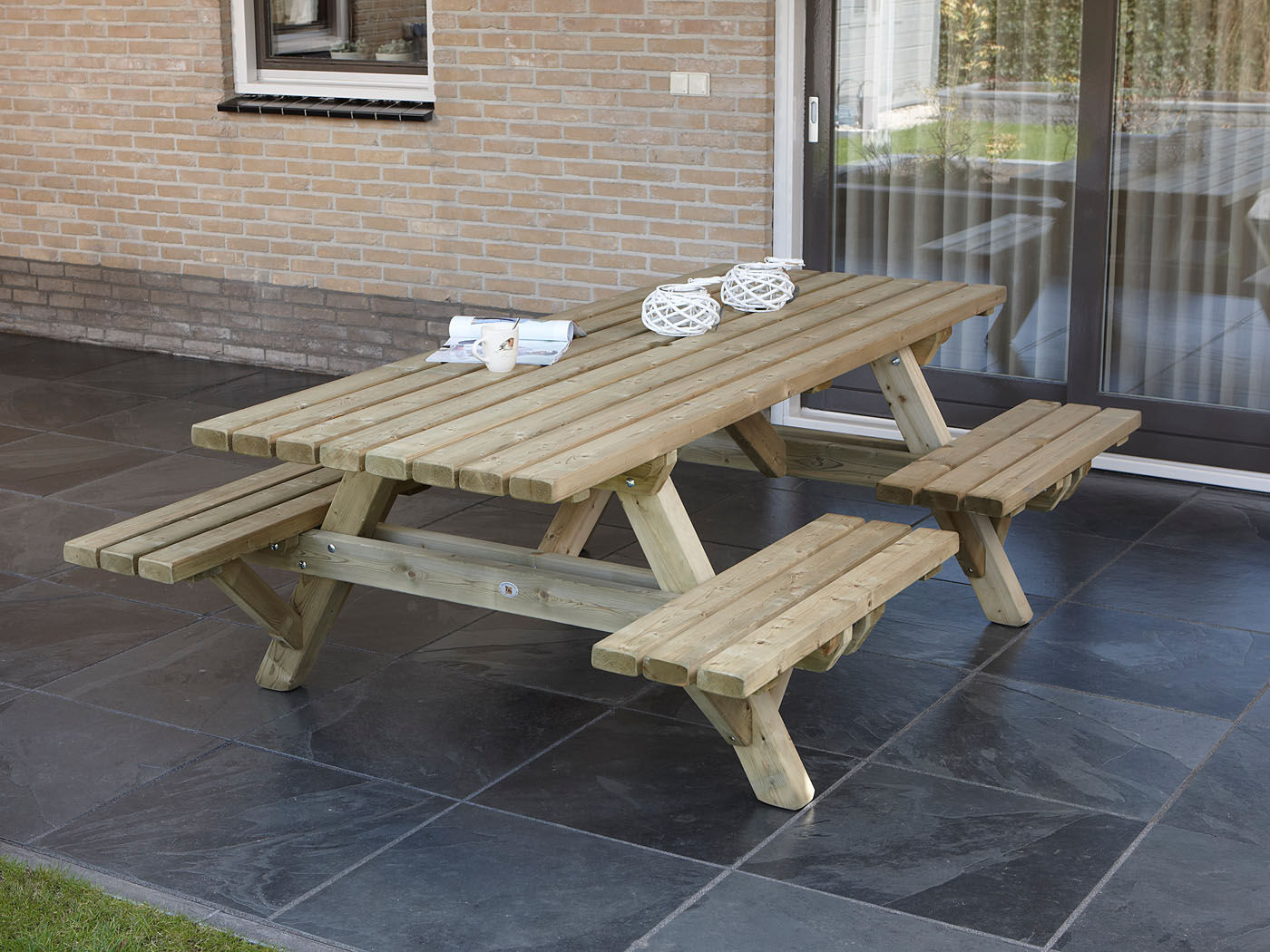 Talen Open instap  - Picknicktafel - Bruin - 76x85x230 cm