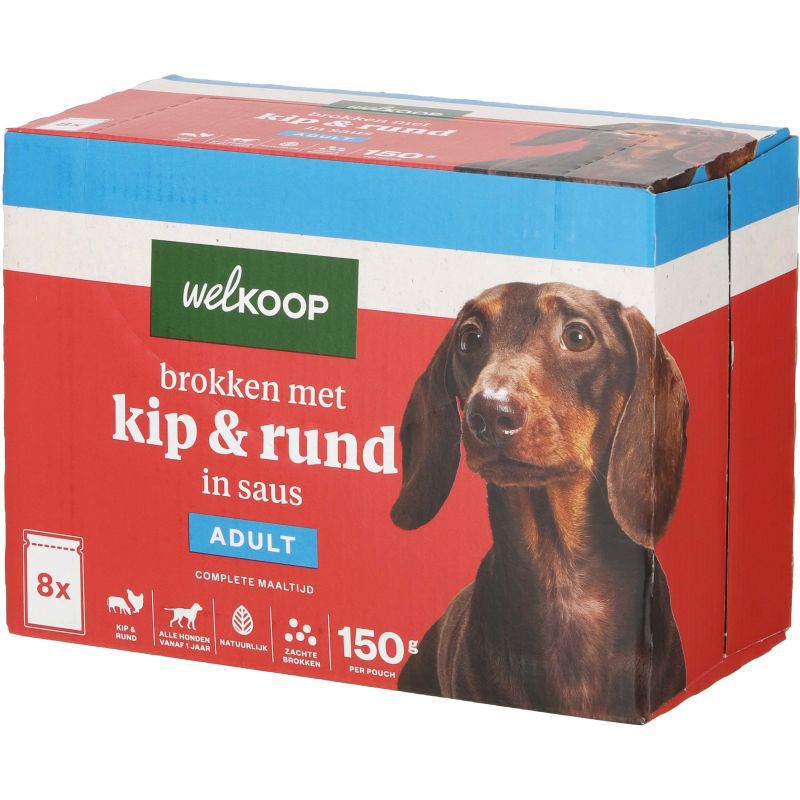 Welkoop Pouch - Hondenvoer - 8x150gr - 150 Gram - rund