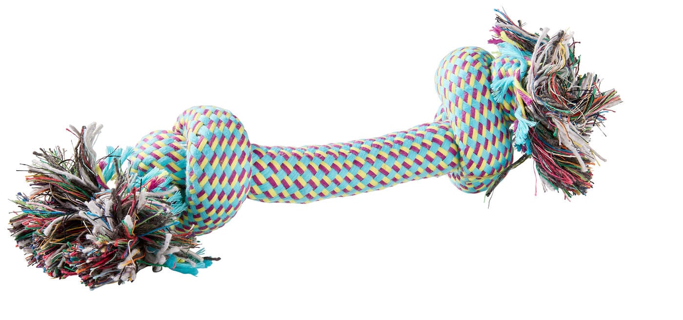 Flostouw met 2 Knopen - Hondenspeelgoed - blauw - 8x30x8 cm Flostouw met 2 Knopen - Hondenspeelgoed - blauw - 8x30x8 cm