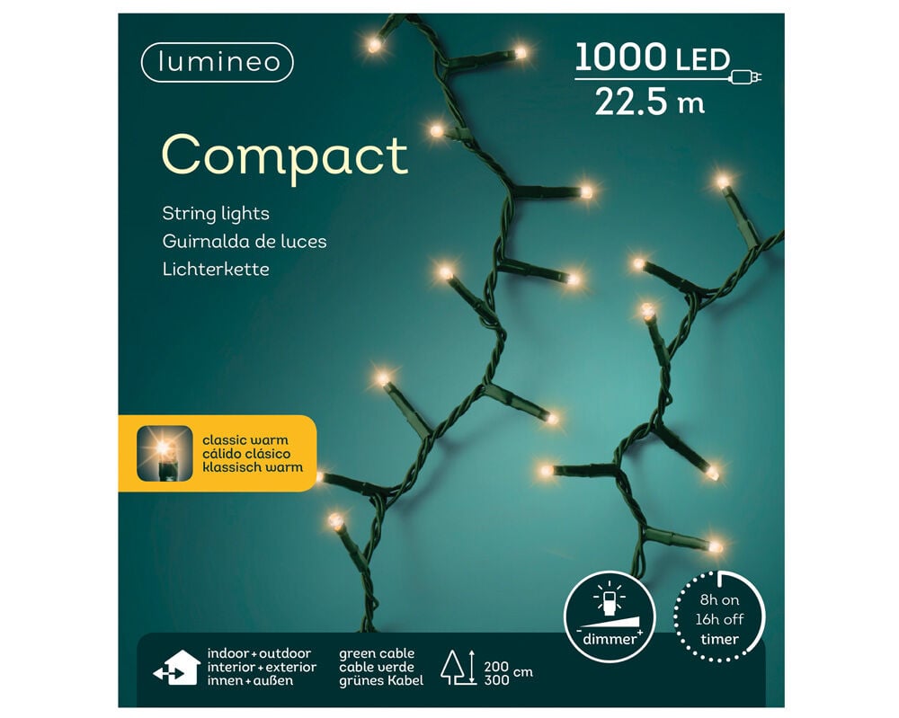 Lumineo Compact - Kerstboomverlichting - 1000 - Klassiek warm wit - 2250 cm