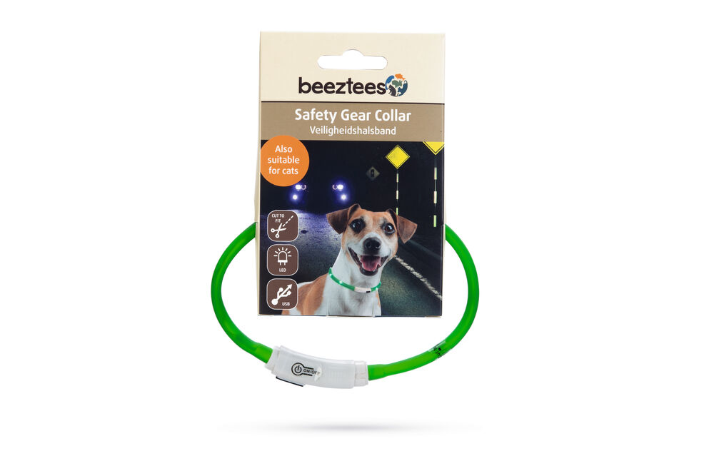 Beeztees Dogini USB - Lichtgevende Halsband  - Hond - Groen - 35 cm