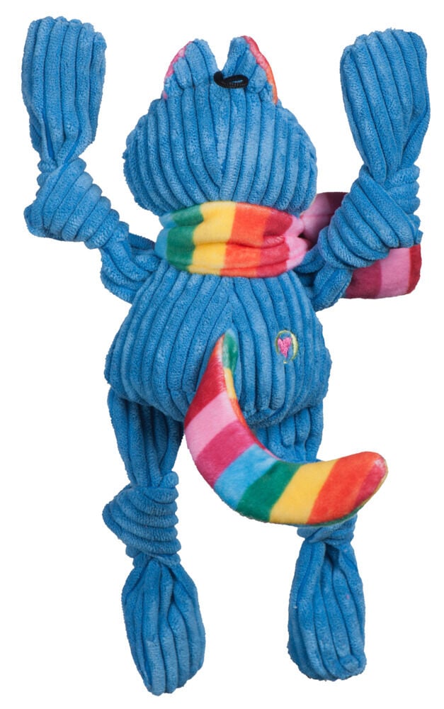 Huggle Hounds Kat - Knuffel - Hondenspeelgoed - blauw - 6.5x23x13 cm - S