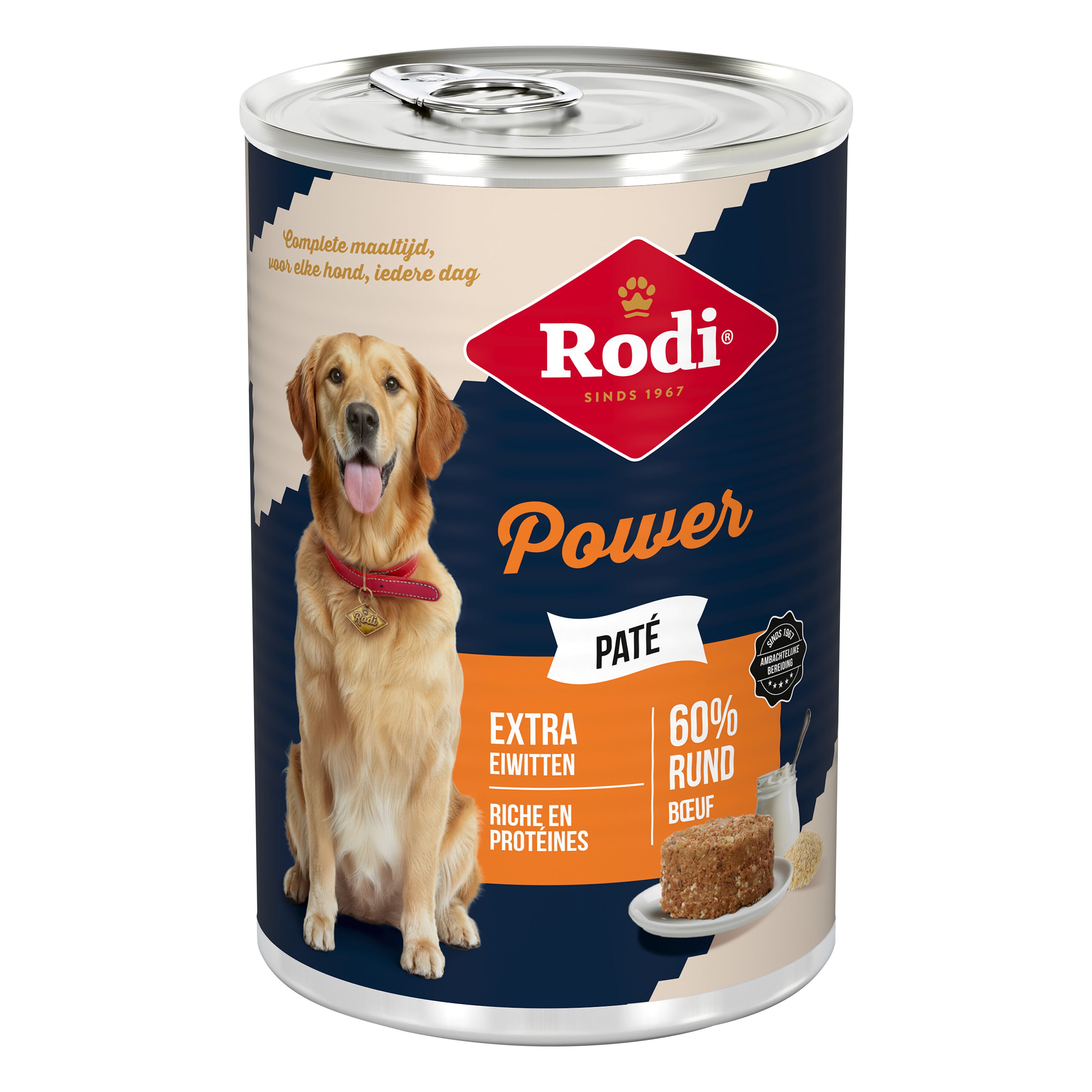Rodi Power Paté - Hondenvoer - 400 Gram - rund Rodi Power Paté - Hondenvoer - 400 Gram - rund