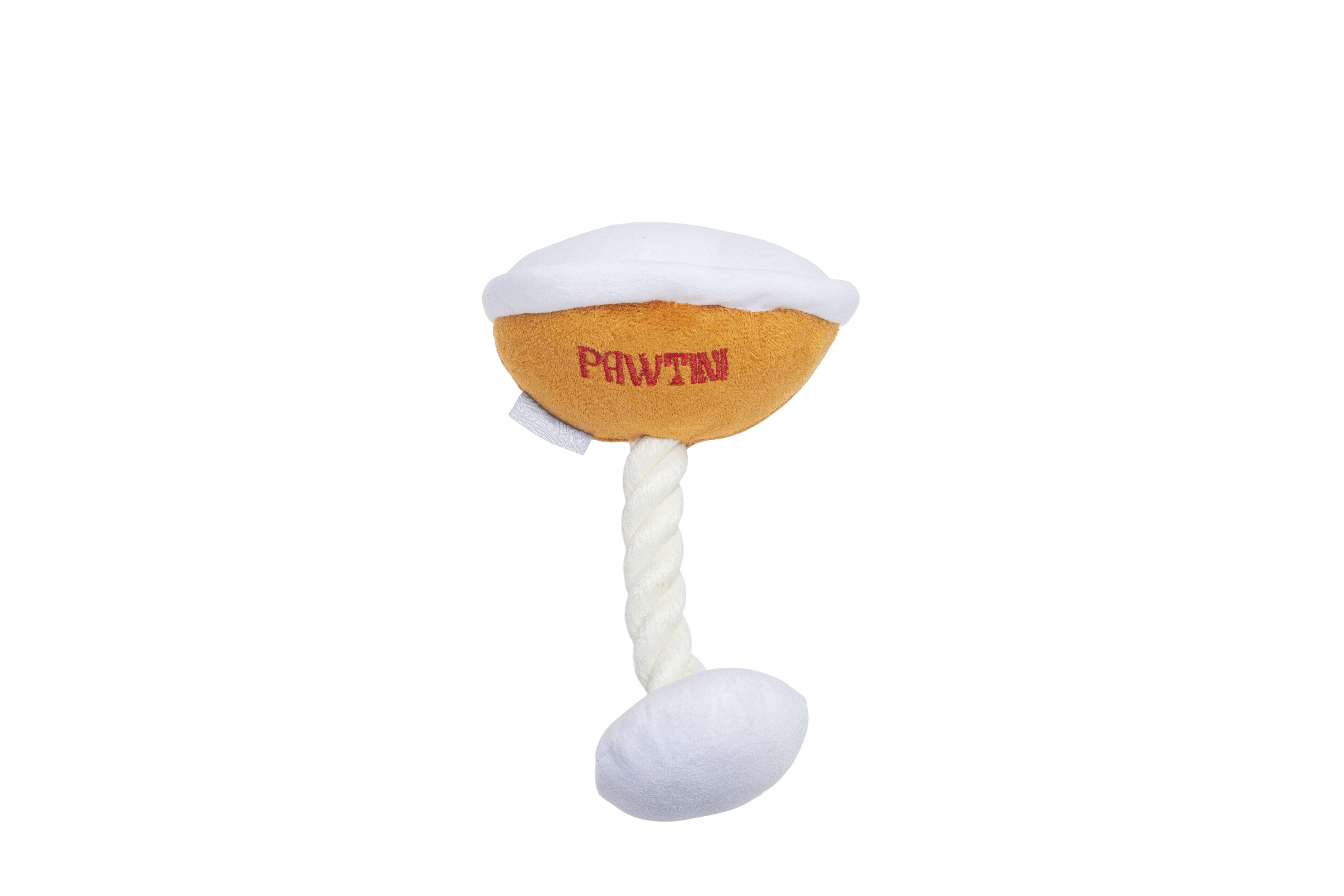 Beeztees Pluche Pawtini Knuffel - Flostouw - Hondenspeelgoed - Oranje - Wit - 12x18x13 cm
