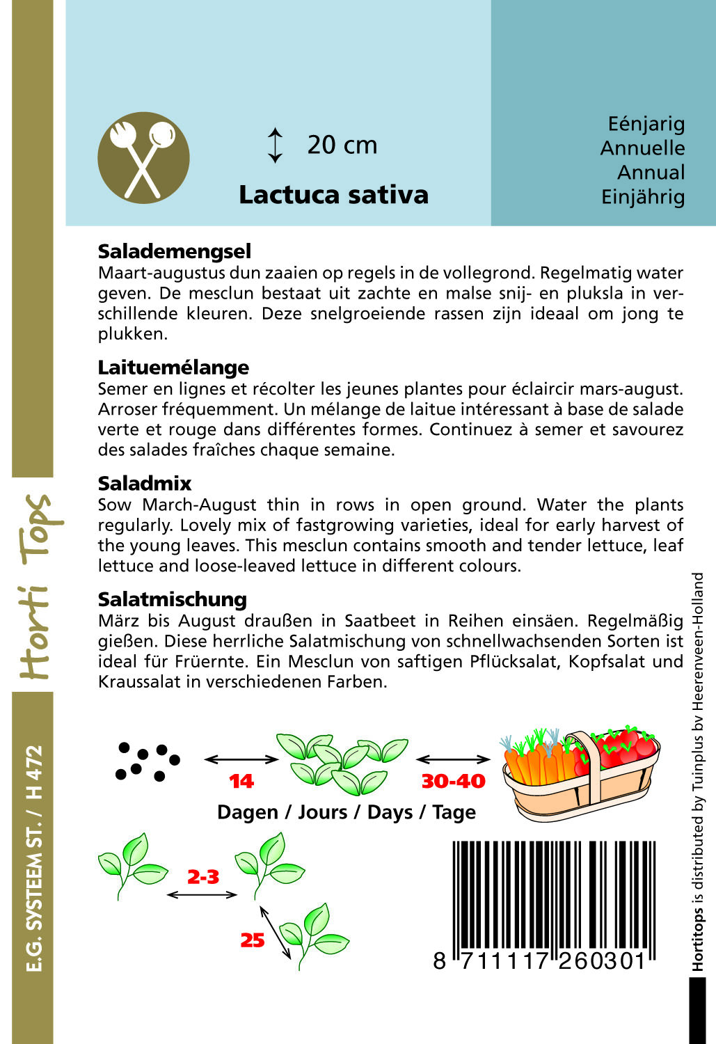 Hortitops Babyleaf mengsel Lactuca - Groentezaden