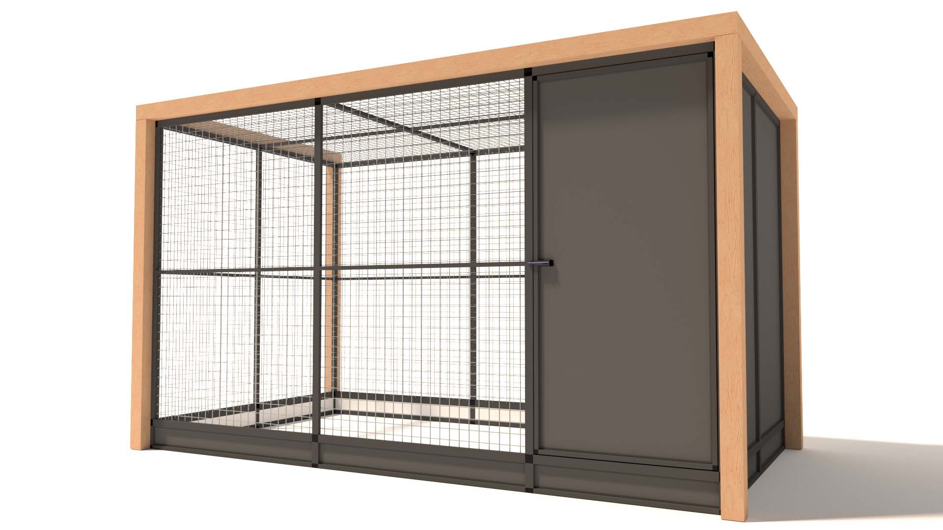 Glorenza Alfred - Kattenren met sluis - Antraciet - 202x190x345 cm Glorenza Alfred - Kattenren met sluis - Antraciet - 202x190x345 cm