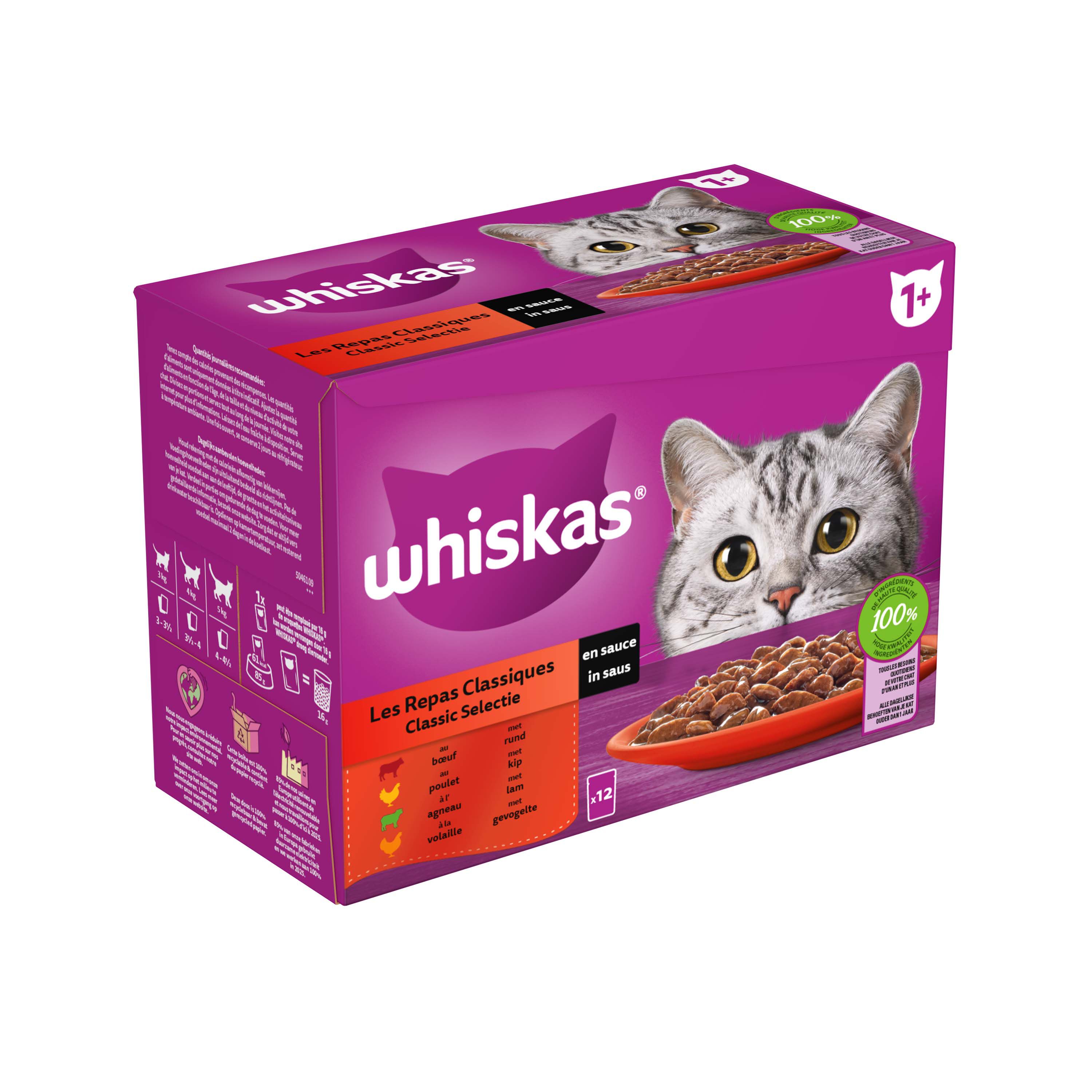 Whiskas  Junior Gevogelte Selectie - Kattenvoer - 12x85 gram - 1020 Gram - saus