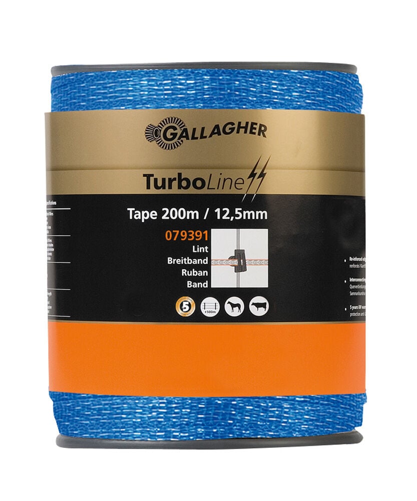 Gallagher TurboLine lint blauw 12,5mm - Schriklint - 16 cm - 200 Meter - Blauw - 1.25 cm - 20000 cm Gallagher TurboLine lint blauw 12,5mm - Schriklint - 16 cm - 200 Meter - Blauw - 1.25 cm - 20000 cm