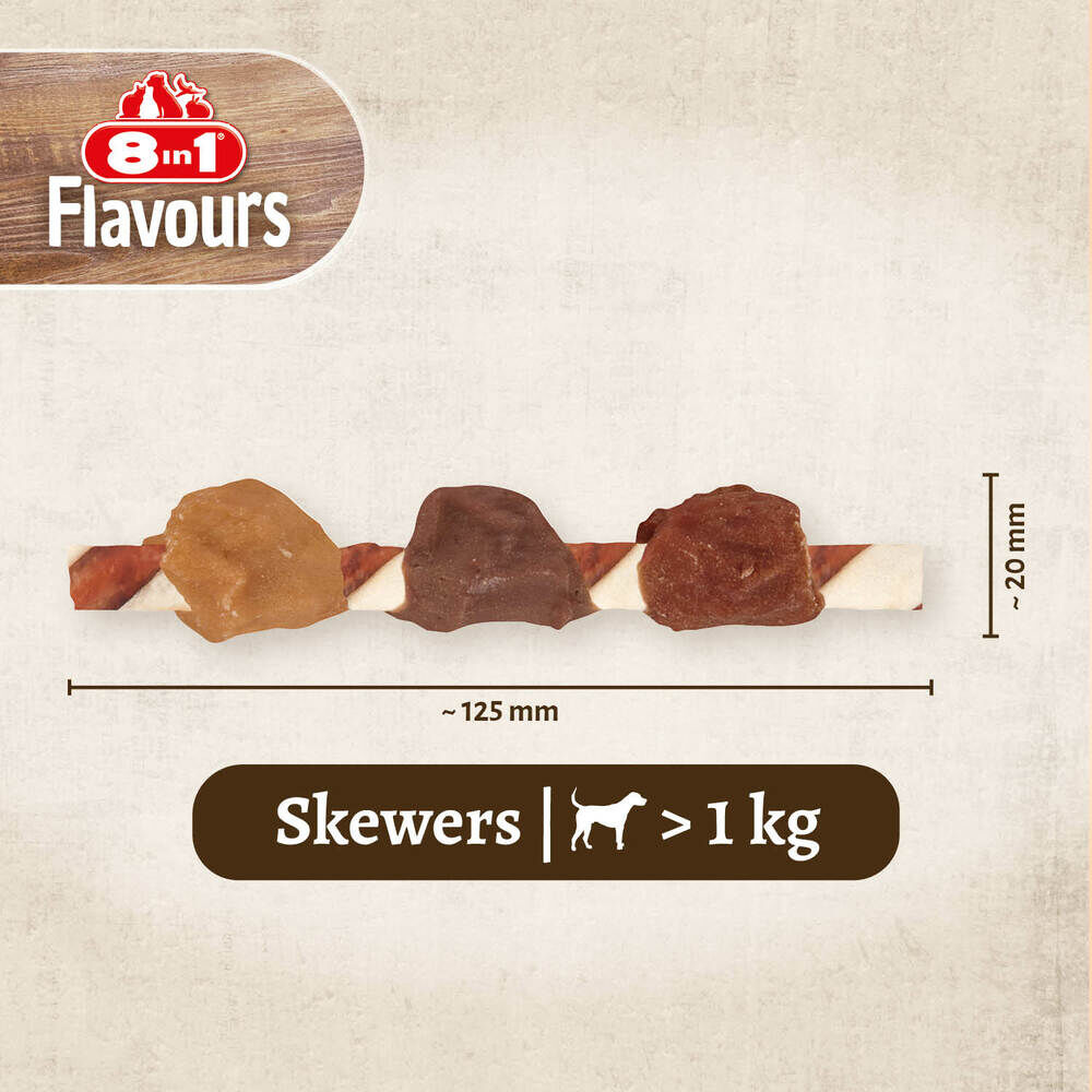 8in1 Triple Flavour Skewers - Hondensnack - 6 Stuks