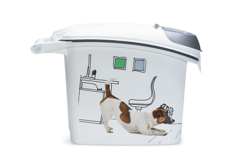 Curver Hond - Voercontainer - 15 Liter - Wit Grijs