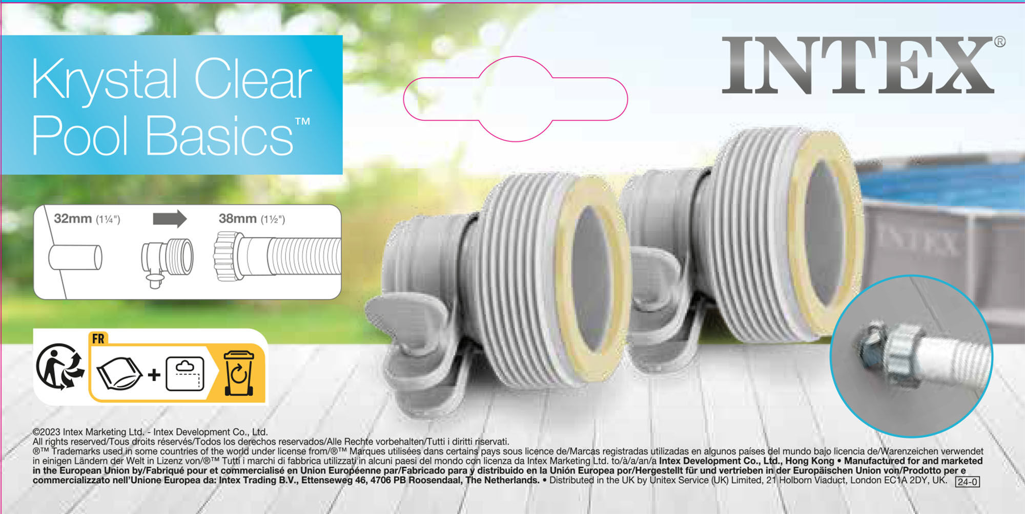Intex 38/32 - Adapter - Wit - 6x7x5 cm