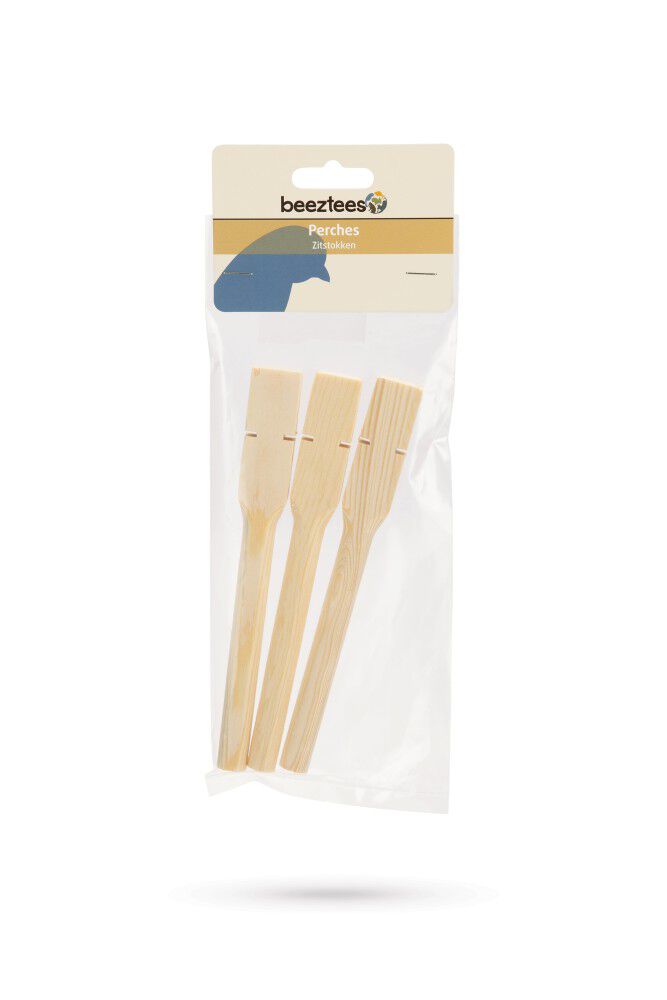Beeztees Zitstok hout 17cm 3 stuks - vogel verzorgen - Bruin - 1.5x8x25 cm